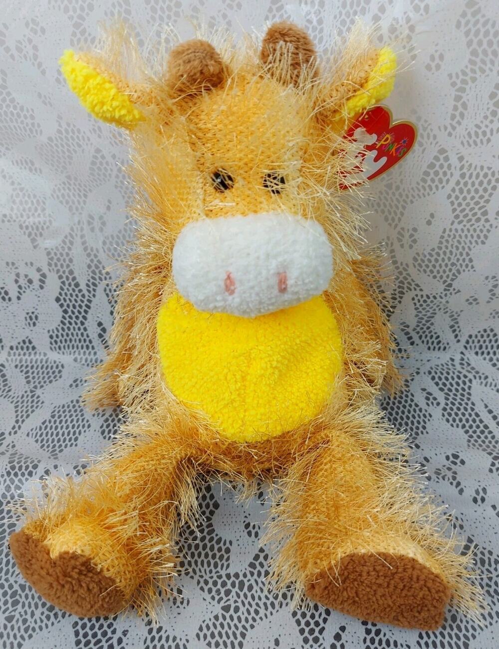 Ty Punkies T Bone Cow Plush Yellow Brown Farm Stringy 10" Stuffed Plushie 2002